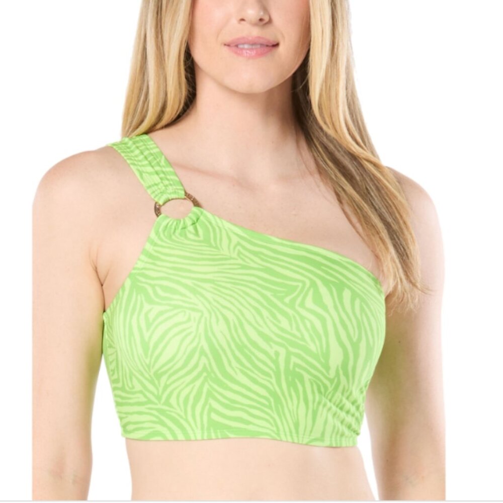Michael Michael Kors Women's One-Shoulder O-Ring Bikini Top - Green